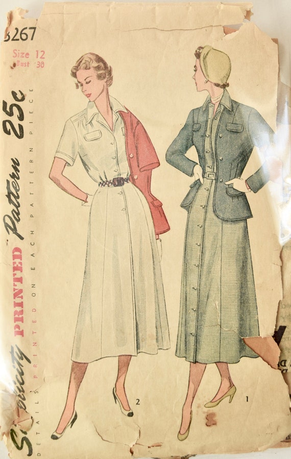 Simplicity 3267 Sewing Pattern 1950s One Piece Dress And Etsy