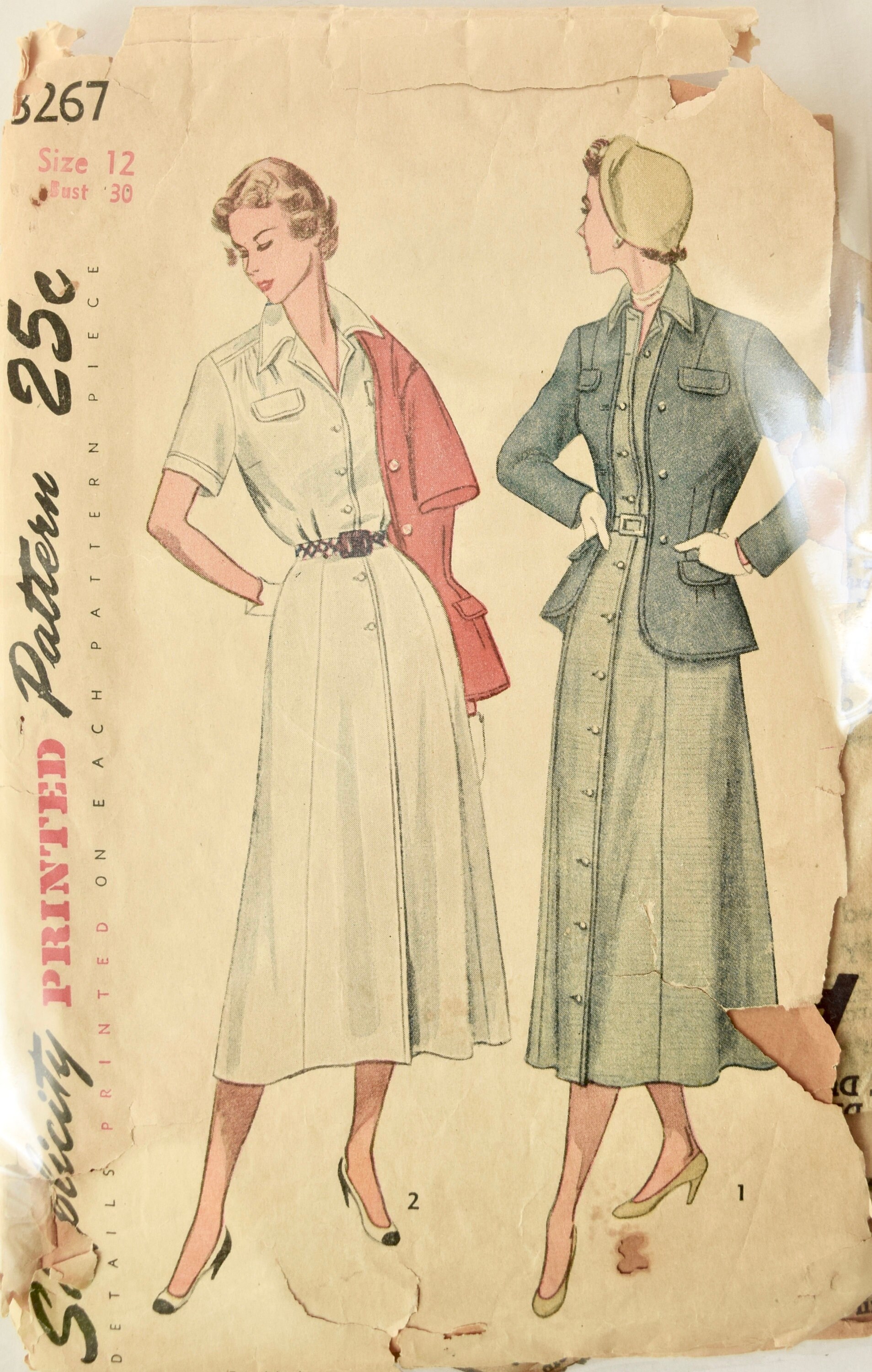 Simplicity 3267 Sewing Pattern 1950s One Piece Dress And Etsy New Zealand
