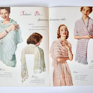 Stoles and Shrugs Vintage 1950s Knitting Crochet Hairpin Lace Pattern Booklet The American Thread Company image 2