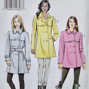 Vogue V8884 Sewing Pattern Misses&#39; Coat and Belt Semi-Fitted with Collar Yokes Two Piece Sleeves UNCUT Factory Folds Sizes E5 (14-22_