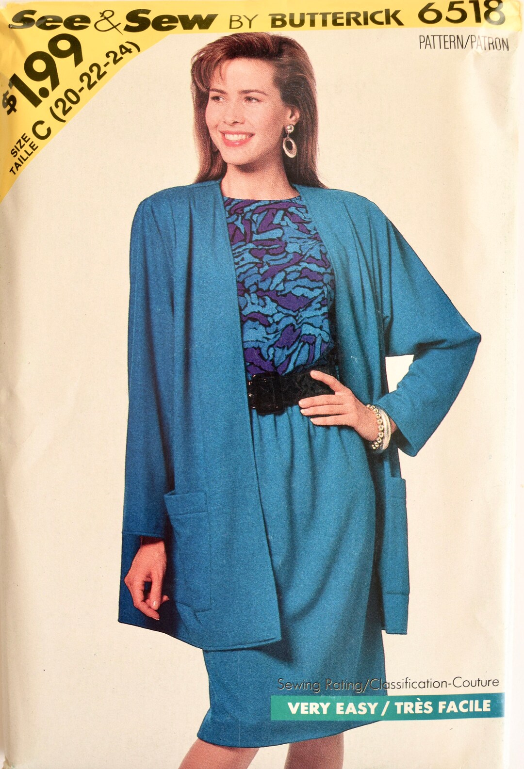 1980s Butterick Sewing Pattern: Jacket, Top & Skirt UNCUT Sz 20-24 - Etsy