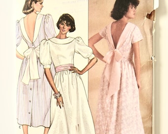 Butterick 3110 Sewing Pattern Vintage 1980s Misses' Dress Fitted Bodice A-line Skirt Fit and Flare Sizes 6-8-10