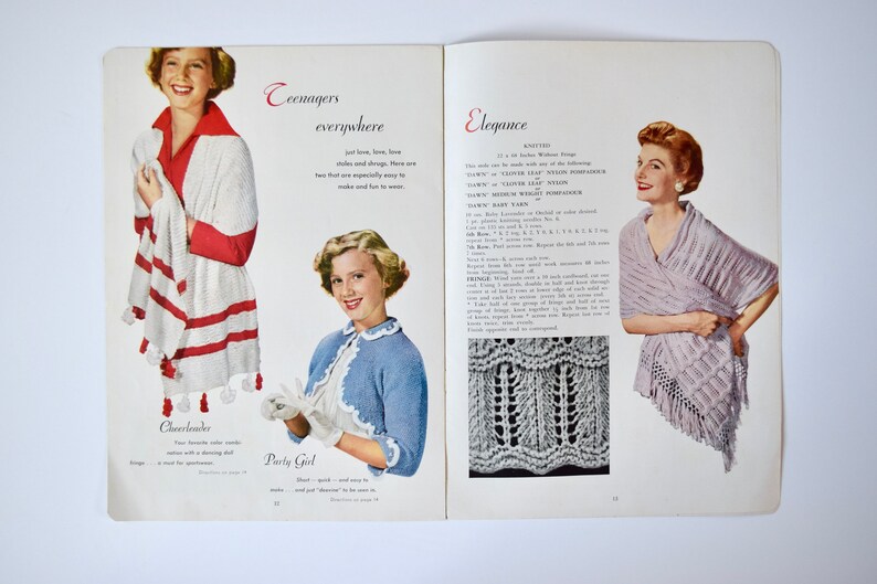 Stoles and Shrugs Vintage 1950s Knitting Crochet Hairpin Lace Pattern Booklet The American Thread Company image 4