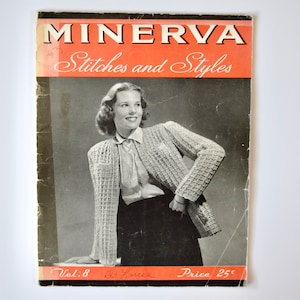 Vintage 1940s knitting Pattern Booklet Minerva Stitches and Styles Chic Sweaters Cardigans Chaquetas Vestidos Accesorios