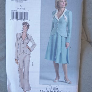 The Vogue Woman Easy Sewing Pattern Vogue 8266 Misses' Fitted Jacket, Wrap Skirt, and Pants UNCUT Factory Folds Sizes 6-8-10 image 2