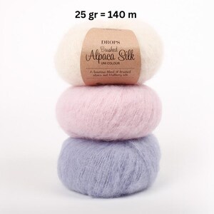 Brushed Alpaca Silk Yarn – Fluffy alpaca wool with silk, soft, luxurious knitting yarn for sweaters, shawls, cardigans & elegant handicrafts