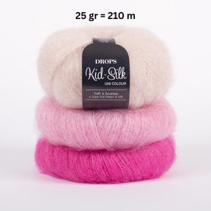 DROPS Kid-Silk Yarn – Luxurious Mohair Silk Yarn, Super Soft Mohair Silk Yarn for Knitting & Crochet, Lace Yarn for Shawls and Sweaters