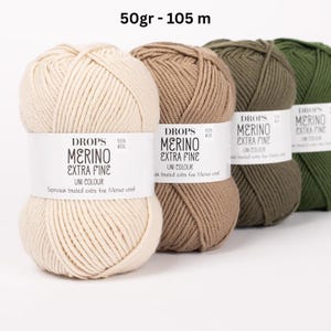 Drops Merino Extra Fine – Extra Soft Merino Wool for Knitting & Crocheting | Superwash Merino Yarn, for Sweaters, Hats, Scarves, Baby Clothes.