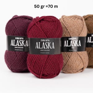 DROPS Alaska Yarn – 100% Wool Knitting Yarn, Warm Chunky Wool, Natural Untreated Yarn for Sweaters, Hats, Mittens & Winter Projects,Handmade