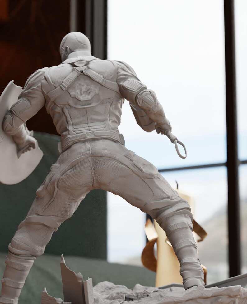 a statue of a man in a white suit