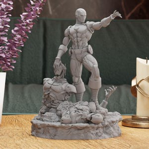 Iron Hero Figurine Statue – The Armored Defender Figure | Advanced Technology and Heroic Strength, Iconic Rich Genius Room Decoration