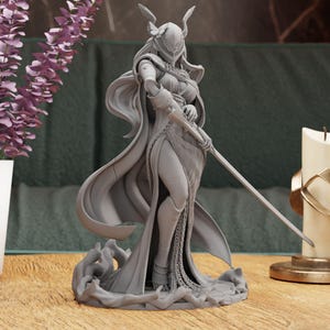 Malenia Figurine Statue – Elden Ring Figure | Scarlet Rot Queen and Unyielding Warrior, Dark Fantasy Room Decoration