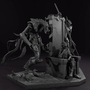 a black and white photo of a statue
