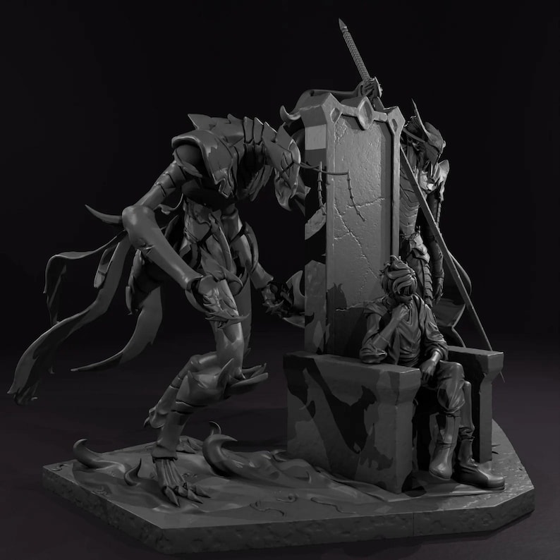 a black and white photo of a statue