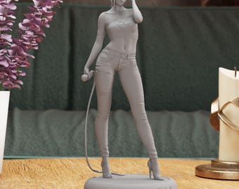 Sexy Girl Figurine - NSFW - Statue | Red-haired Girl with Whip Figure, Iconic and alluring alternate universe character room decoration