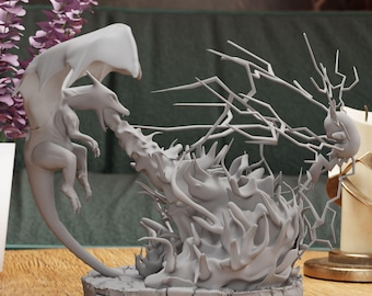 Epic Duel-statyett – Thunder and Flame Clash-figur | Ikonisk rumsdekoration för animefans