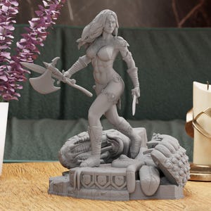 Red Sonja Figurine Statue – Red Sonja Figure | Fierce Fighter and Sword-Wielding Heroine, Bold Room Decoration