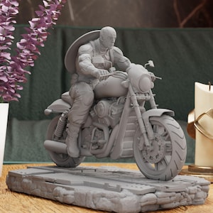 Supersoldat Figur Statue - Die Figur des Verteidigers der Gerechtigkeit | Schild und Hammer schwingender Held, kultige heldenhafte Raumdekoration Bild 1
