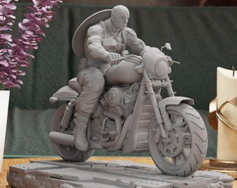 Super Soldier Figurine Statue – The Defender of Justice Figure | Shield and Hammer-wielding Hero, Iconic Heroic Room Decoration
