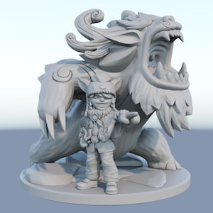LoL Nunu und Willump Figurine Statue - League of Legends Figur | Junge und Yeti, kultige Abenteurer Raumdekoration
