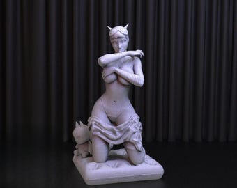 Sexy Girl Figurine - NSFW - Statue | Cat-like Girl Figure, Iconic and alluring alternate universe character room decoration