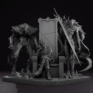 Sung Jinwoo with Igris and Beru Figurine Statue – Solo Leveling Figure | Mighty Leader and Ultimate Alliance, Mesmerizing Room Decoration