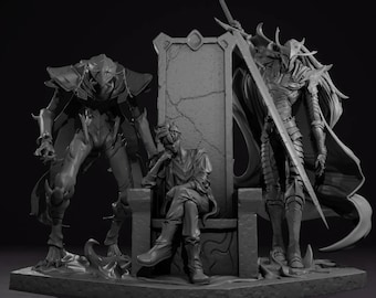 Sung Jinwoo with Igris and Beru Figurine Statue – Solo Leveling Figure | Mighty Leader and Ultimate Alliance, Mesmerizing Room Decoration