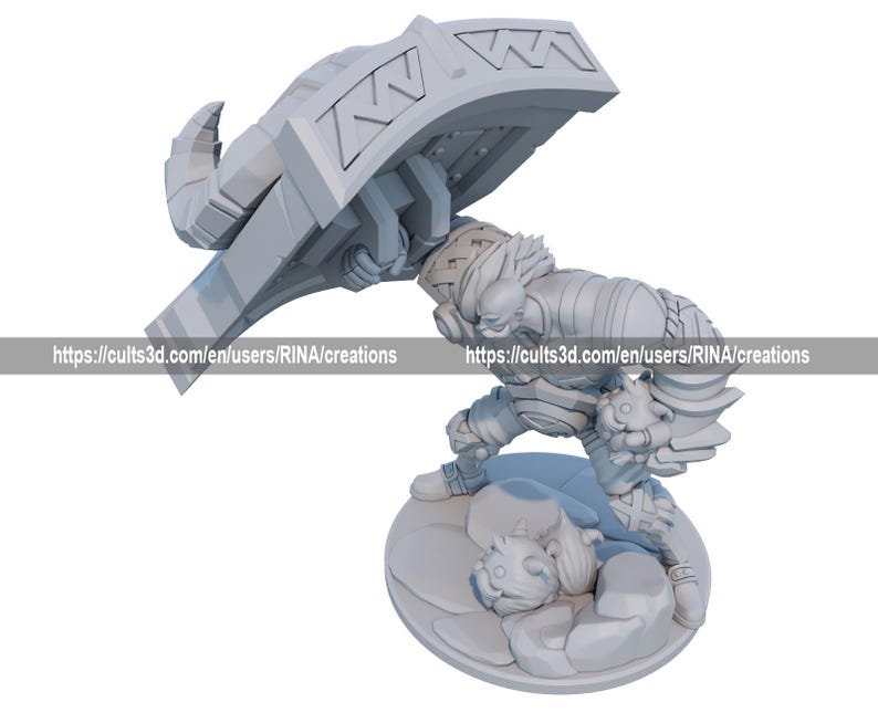 a statue of a man holding a giant sword