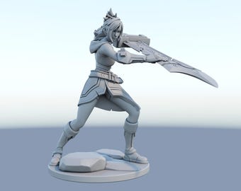 LoL Riven Figurine Statue – League of Legends Figure | The Exile, iconic warrior room decoration