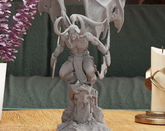 Illidan Stormrage-beeldje, personage uit World of Warcraft, de verrader, iconische kamerdecoratie demonenjager