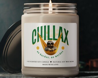 Sloth Lover Candle Gifts Sloth Candle No Hurries No Worries Candle Friends Coworker Boss Cousin Sister Boyfriend Girlfriend Husband Wife