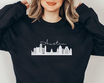 Austin Sweatshirt Texas Hemden Texan Hemd Reise nach Austin Hemden Texas Geschenke Vintage Austin Hemden Austin Skyline Vintage Mädchenhemden