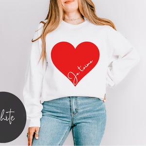 Bluza Je T'aime Prezent na Walentynki French Love Bluza z okrągłym dekoltem Paris Quote Koszulki z francuskim powiedzeniem Kocham Cię Bluza z kapturem Unisex Softstyle Swetry
