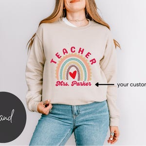 Customized Name Teacher Sweatshirt Personalized Teacher Sweatshirt Mrs Teacher Appreciation Gifts Teacher Retro Elementary Teacher Shirts
