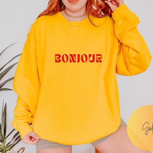 Bonjour Sweatshirt Parisian Style Hello World Shirt Travel to France Paris French Teacher Gifts Merci French Student Shirts Salut T-Shirts