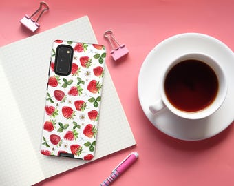 Strawberry Android Phone Cases Coquette Phone Case Strawberry Aesthetic Cases Schützendes Tough Samsung Fruit Phone Case Pink Summer Cases