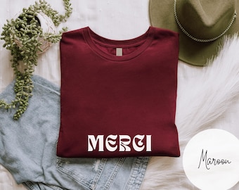 Merci TShirts Französisches Sprichwort Shirts Pariser Ästhetik Chic Paris Liebhaber TShirts Ästhetik Hoodie Reise nach Frankreich Shirts Französisch Lehrer Geschenk