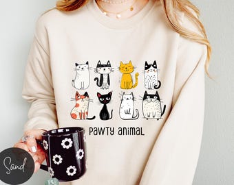 Sudadera divertida de gatos de arte popular, camisetas sarcásticas para nuevas mamás de gatos, regalos para amantes de los gatos, suéteres navideños de gatos, camisetas lindas para amantes de las mascotas, camiseta de invierno para gatitos