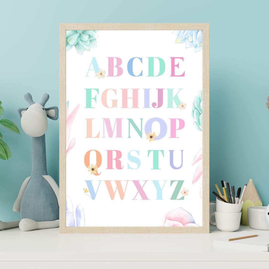 Colorful Alphabet Art Print Nursery Wall Art Education Playroom Decor ...