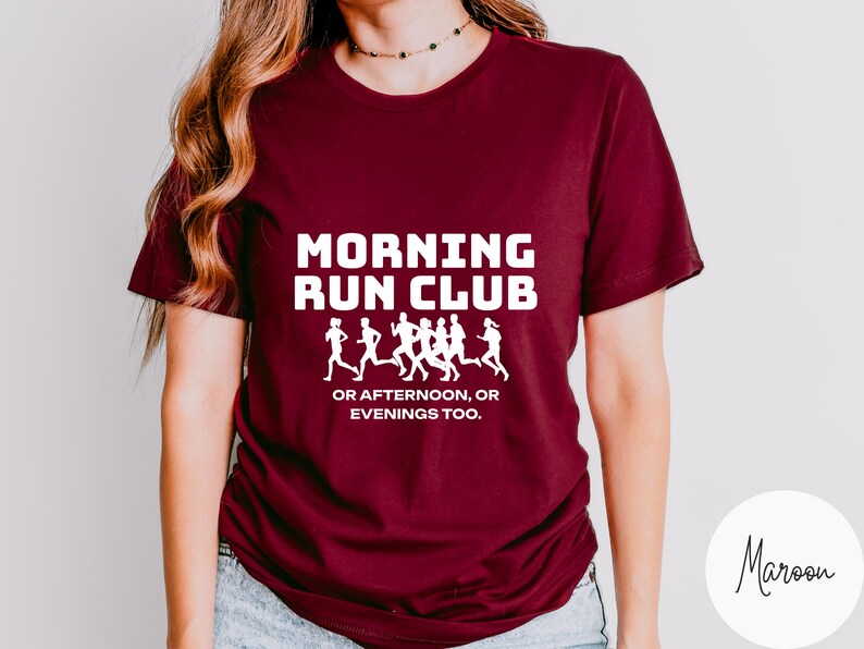 Camiseta Morning Run Club Camiseta engraçada para corrida Camiseta unissex engraçada para amantes de cafeína Camiseta para treinamento de maratona Camiseta Sarasctic Presentes esportivos Amigos imagem 3