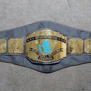 Intercontinental Heavyweight Wrestling Championship Replica Belt with Pure Leather and Brass Plates