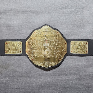 Big Gold World Heavyweight Championship replica Belt Pure Leather & Brass Plates