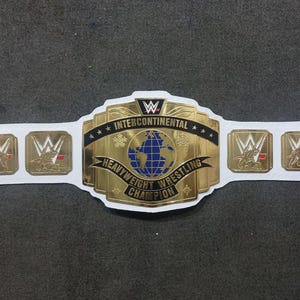 Intercontinental Heavyweight Wrestling Championship Replica Belt with Pure Leather and Brass Plates