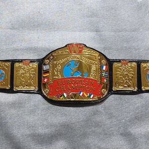 European Wrestling Championship Replica Belt: Cowhide Leather & Brass Plates
