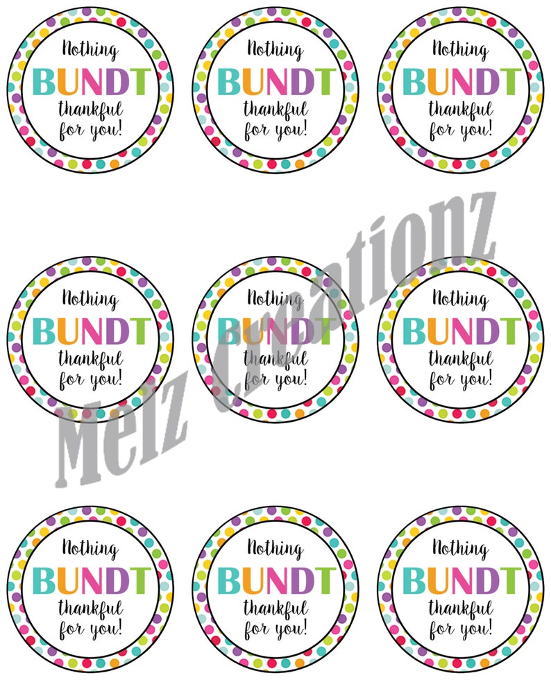 Nothing BUNDT Thankful for You - Sticker Tags - Etsy