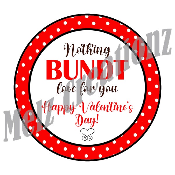 Valentine Bundt Cake Tag - Printable on Paper or Sticker Sheet