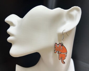 Hanging cat earrings