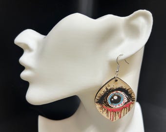 Creepy Eyeball Earrings: Laser Cut, Hand Painted