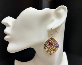 Hand painted wildflower earrings