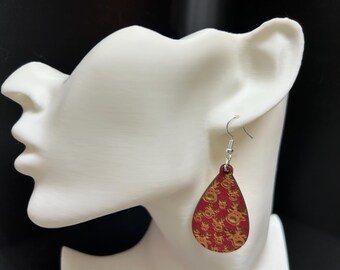 Hand Painted Laser Cut Reindeer Earrings